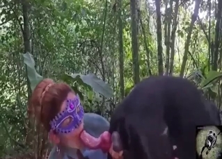 Zoophile in a tight bodysuit gets fucked by dog