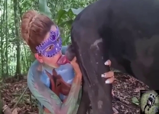 Zoophile in a tight bodysuit gets fucked by dog