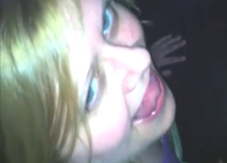 Blond-haired chick is going to worship dog's boner